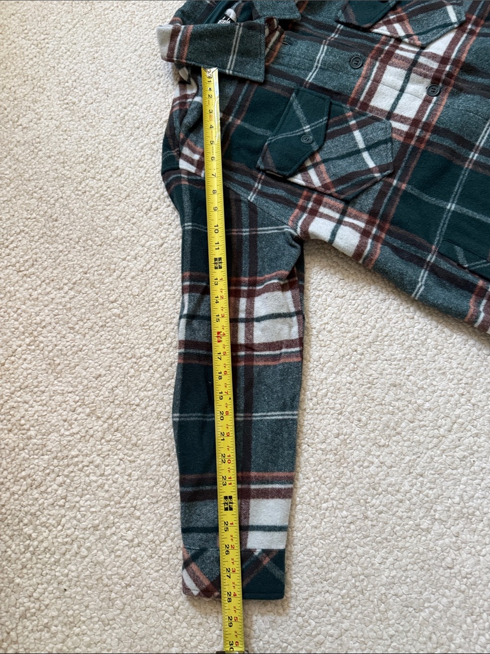 Woolx Plaid Utility Jacket in Forest Green and Rust, Size L - Picture 5 of 6